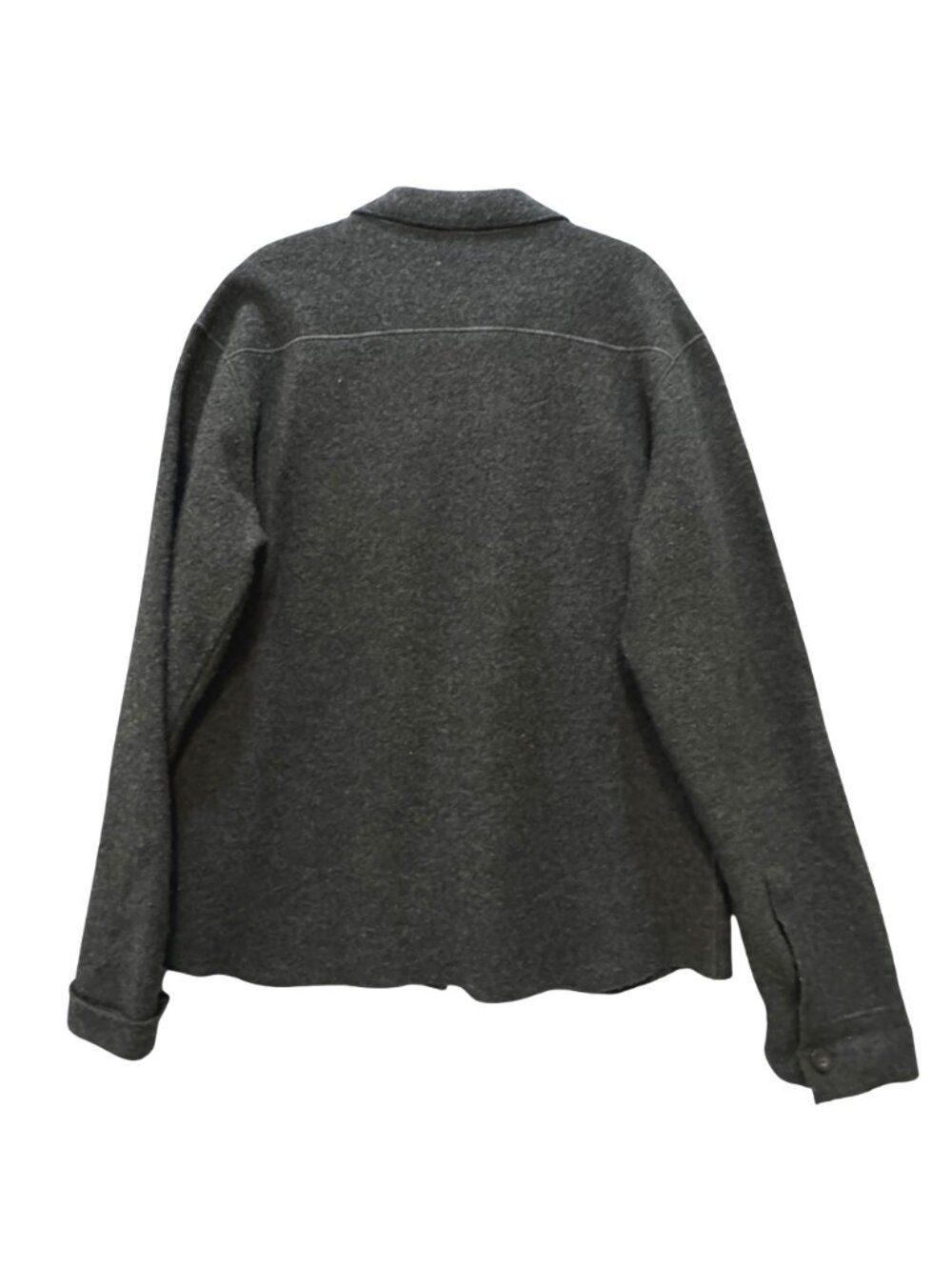 Vintage 1980s Boiled Wool Men's M Cardigan Sweater Charcoal Gray Double Zipper - Picture 3 of 9